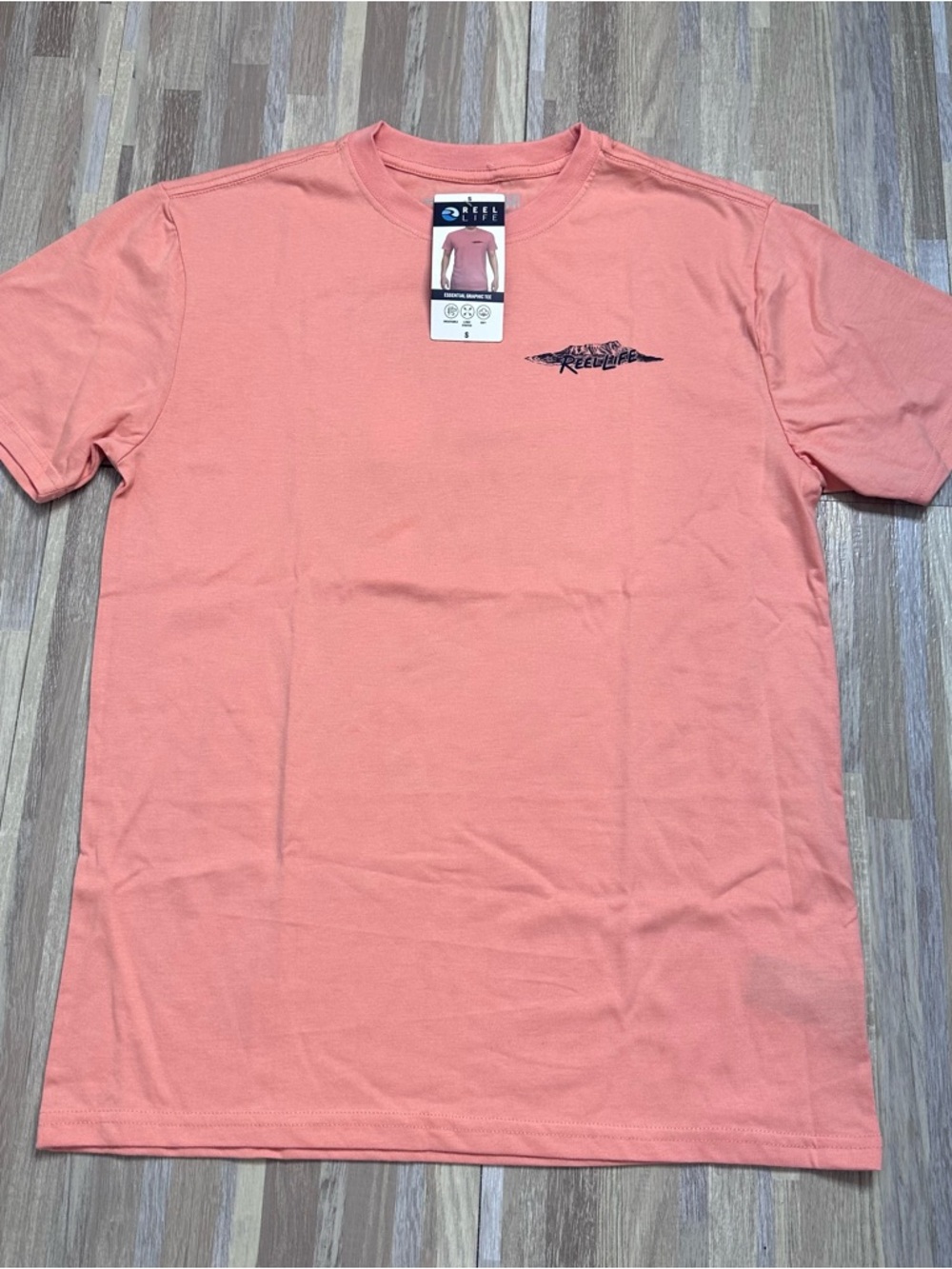 Reel Life Coral Crew Neck T-Shirt - Men’s Small NWT